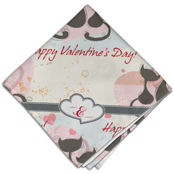Cats in Love Cloth Dinner Napkin - Single w/ Couple's Names