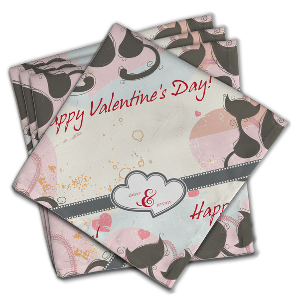 Custom Cats in Love Cloth Napkins (Set of 4) (Personalized)