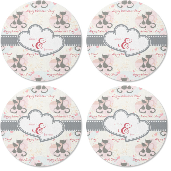 Cats in Love Coaster Round Rubber Back - Apvl