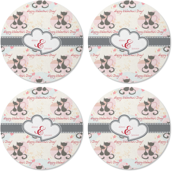 Cats in Love Coaster Round Rubber Back - Apvl
