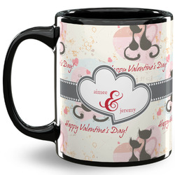 Cats in Love 11 Oz Coffee Mug - Black (Personalized)