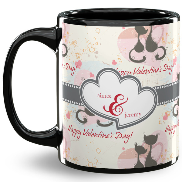 Custom Cats in Love 11 Oz Coffee Mug - Black (Personalized)