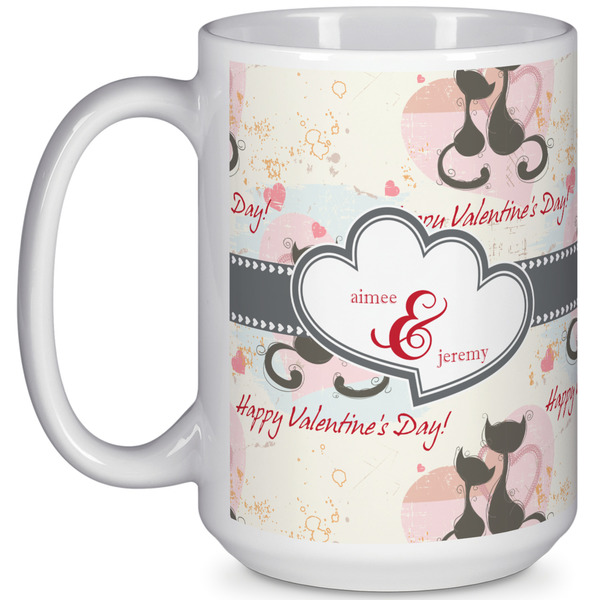 Custom Cats in Love 15 Oz Coffee Mug - White (Personalized)