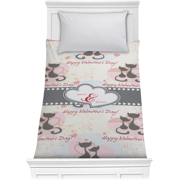 Custom Cats in Love Comforter - Twin (Personalized)