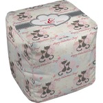 Cats in Love Cube Pouf Ottoman - 18" (Personalized)