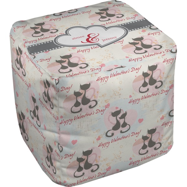 Custom Cats in Love Cube Pouf Ottoman - 18" (Personalized)