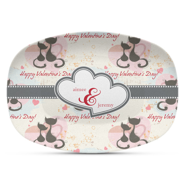 Custom Cats in Love Plastic Platter - Microwave & Oven Safe Composite Polymer (Personalized)