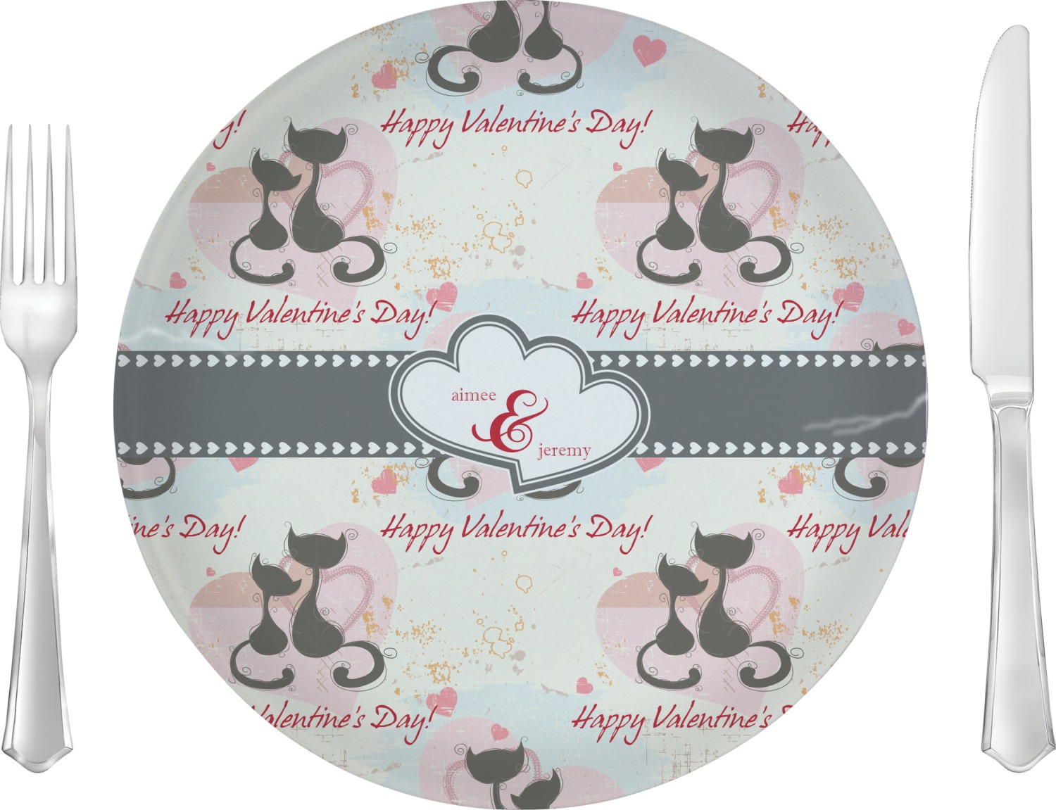 Custom Cats in Love 10" Glass Lunch / Dinner Plates Single or Set