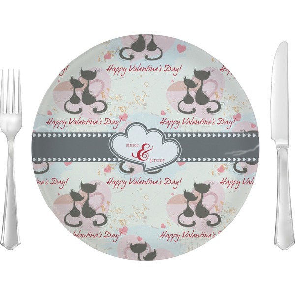 Custom Cats in Love Glass Lunch / Dinner Plate 10" (Personalized)