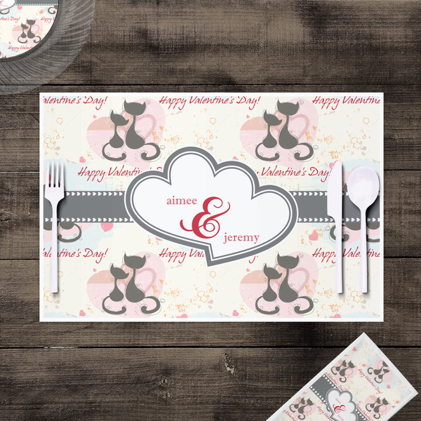 Cats in Love Disposable Paper Placemat - In Context