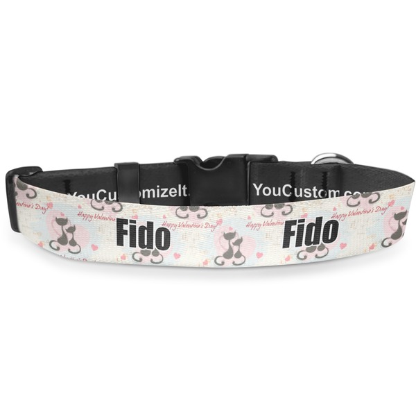 Custom Cats in Love Deluxe Dog Collar - Toy (6" to 8.5") (Personalized)