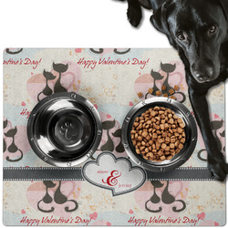 Cats in Love Dog Food Mat - Large w/ Couple's Names