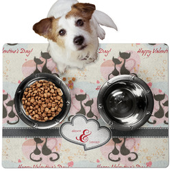 Cats in Love Dog Food Mat - Medium w/ Couple's Names