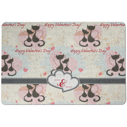 Cats in Love Dog Food Mat w/ Couple's Names