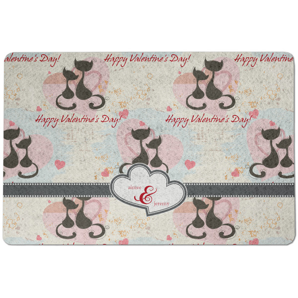 Custom Cats in Love Dog Food Mat w/ Couple's Names