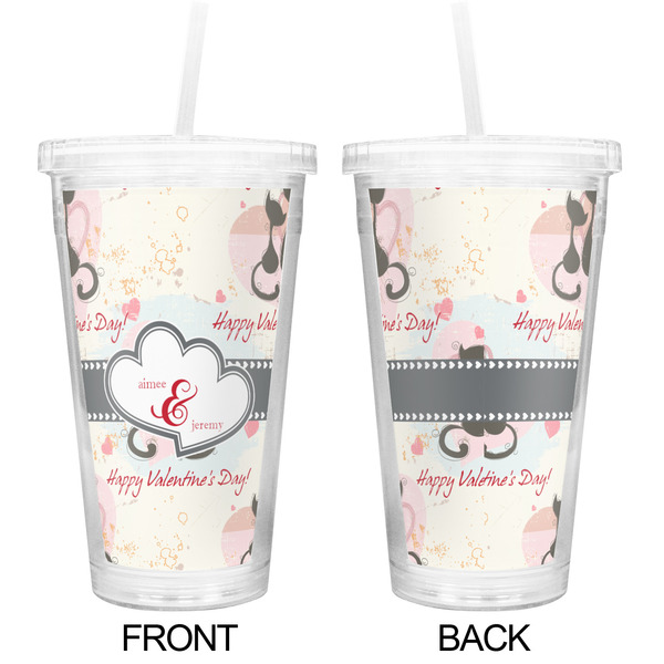 Cats in Love Double Wall Tumbler with Straw - Approval