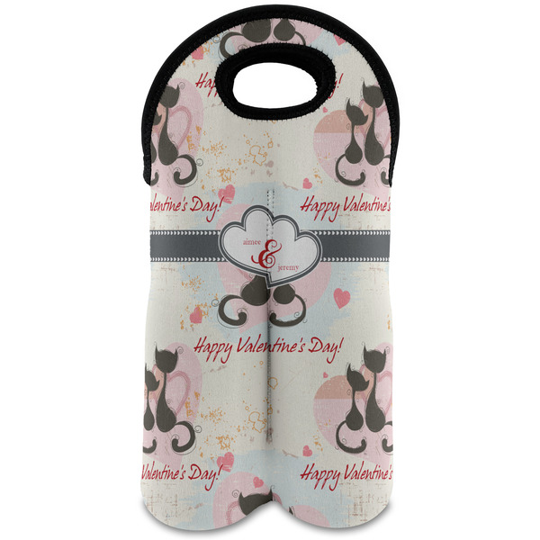 Custom Cats in Love Wine Tote Bag (2 Bottles) (Personalized)