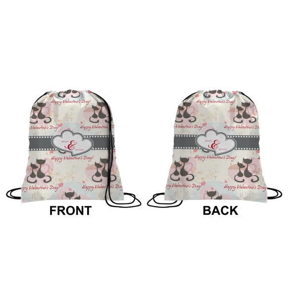 Cats in Love Drawstring Backpack Front & Back Small