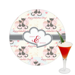 Cats in Love Printed Drink Topper -  2.5" (Personalized)
