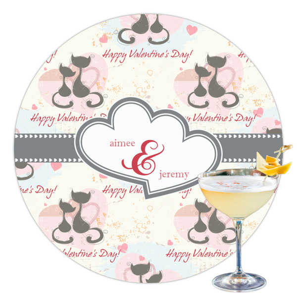 Custom Cats in Love Printed Drink Topper - 3.5" (Personalized)
