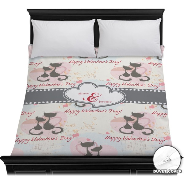 Custom Cats in Love Duvet Cover - Full / Queen (Personalized)