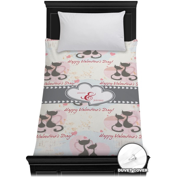Custom Cats in Love Duvet Cover - Twin (Personalized)