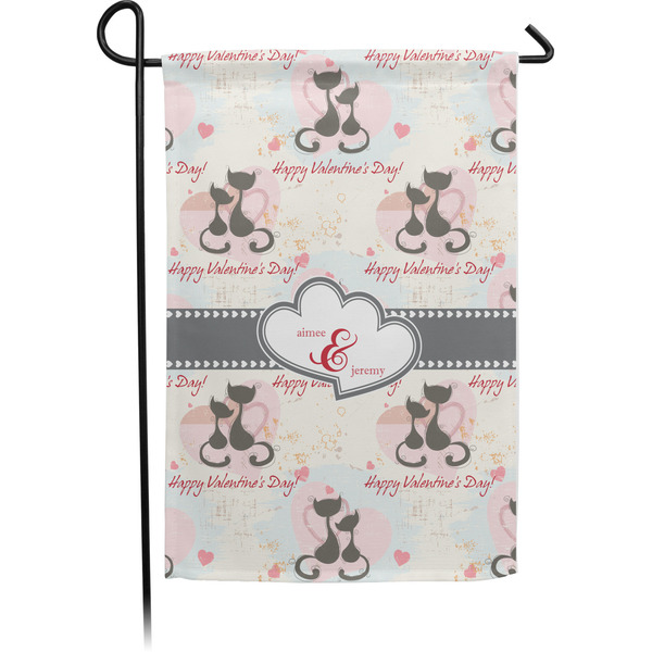 Custom Cats in Love Small Garden Flag - Single Sided w/ Couple's Names