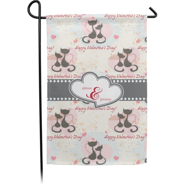Custom Cats in Love Small Garden Flag - Double Sided w/ Couple's Names