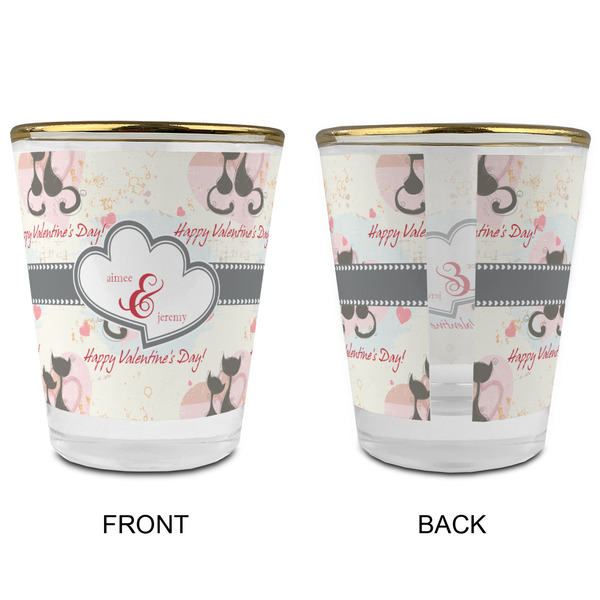 Cats in Love Glass Shot Glass - with gold rim - APPROVAL