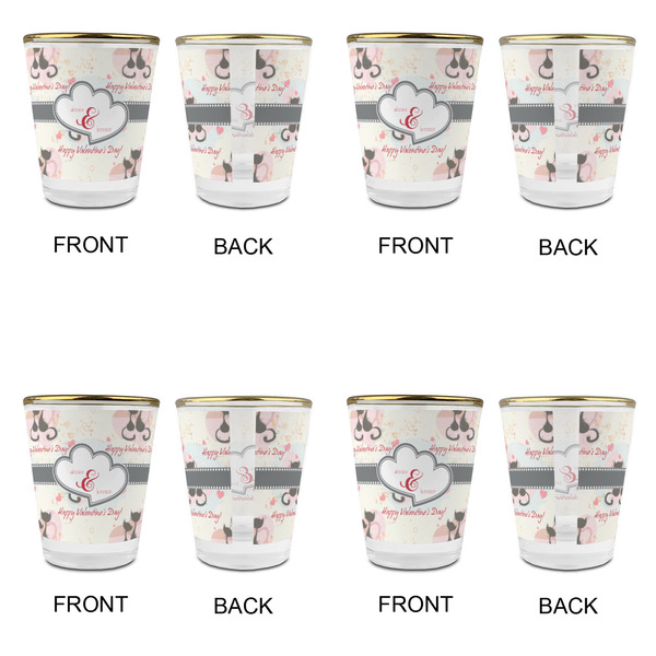 Cats in Love Glass Shot Glass - with gold rim - Set of 4 - APPROVAL