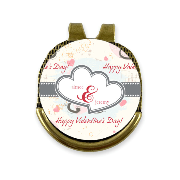 Custom Cats in Love Golf Ball Marker - Hat Clip - Gold