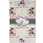 Cats in Love Golf Towel - Poly-Cotton Blend - Small w/ Couple's Names