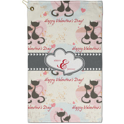 Cats in Love Golf Towel - Poly-Cotton Blend - Small w/ Couple's Names