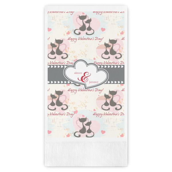Custom Cats in Love Guest Napkins - Full Color - Embossed Edge (Personalized)