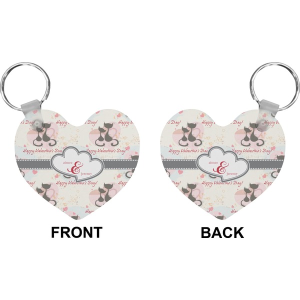 Cats in Love Heart Keychain (Front + Back)
