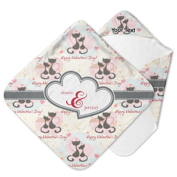 Custom Cats in Love Hooded Baby Towel (Personalized)