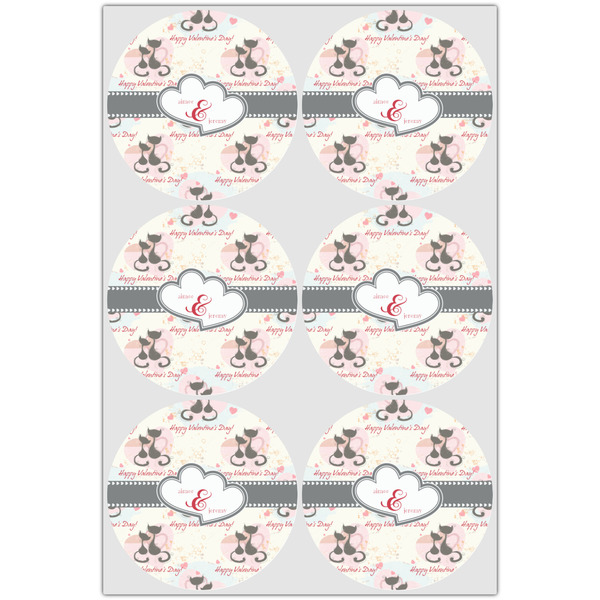Cats in Love Icing Circle - Large - Set of 6