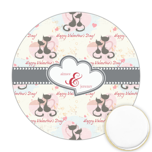 Custom Cats in Love Printed Cookie Topper - Round (Personalized)
