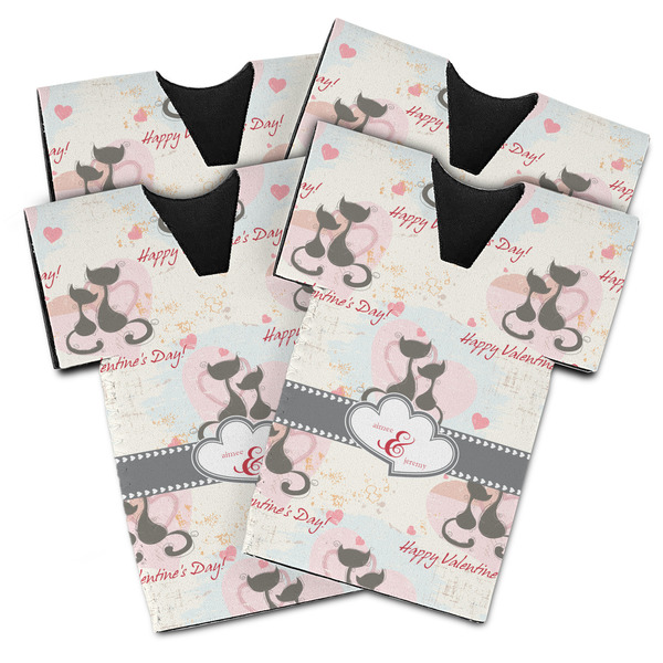 Cats in Love Jersey Bottle Cooler - Set of 4 - MAIN (flat)