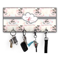 Cats in Love Key Hanger w/ 4 Hooks w/ Couple's Names