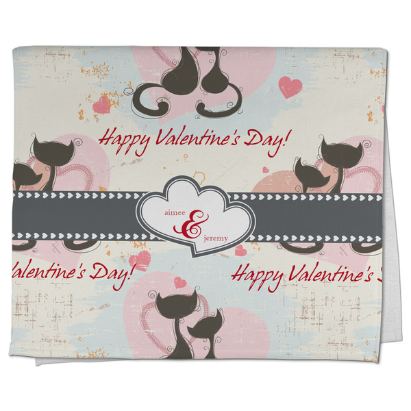 Custom Cats in Love Kitchen Towel - Poly Cotton w/ Couple's Names
