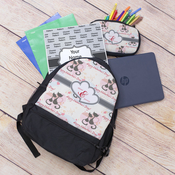 Cats in Love Large Backpack - Black - With Stuff