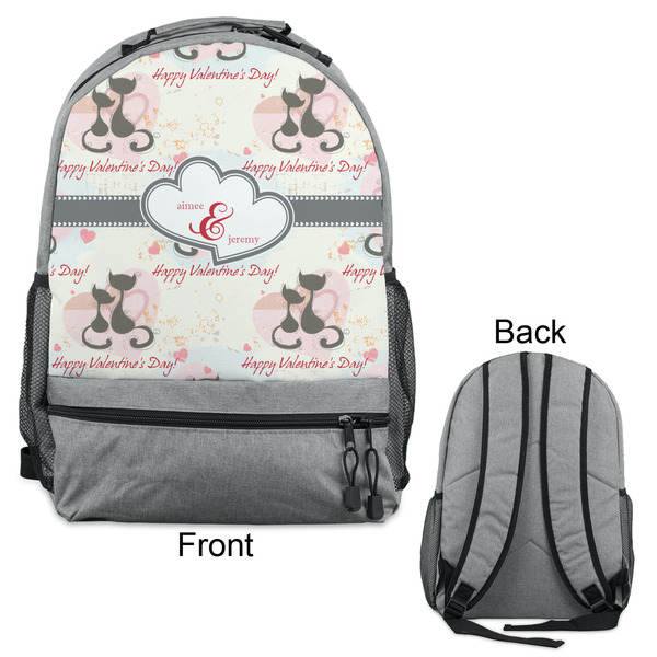 Cats in Love Large Backpack - Gray - Front & Back View