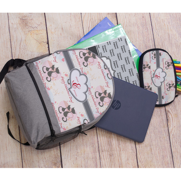 Cats in Love Large Backpack - Gray - With Stuff