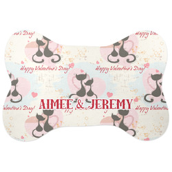 Cats in Love Bone Shaped Dog Food Mat (Large) (Personalized)