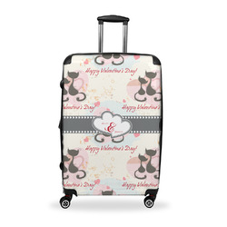 Cats in Love Suitcase - 28" Large - Checked w/ Couple's Names