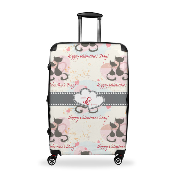 Custom Cats in Love Suitcase - 28" Large - Checked w/ Couple's Names