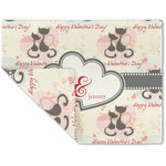 Cats in Love Double-Sided Linen Placemat - Single w/ Couple's Names