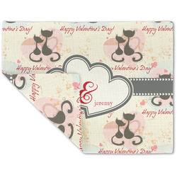 Cats in Love Double-Sided Linen Placemat - Single w/ Couple's Names