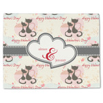 Cats in Love Single-Sided Linen Placemat - Single w/ Couple's Names